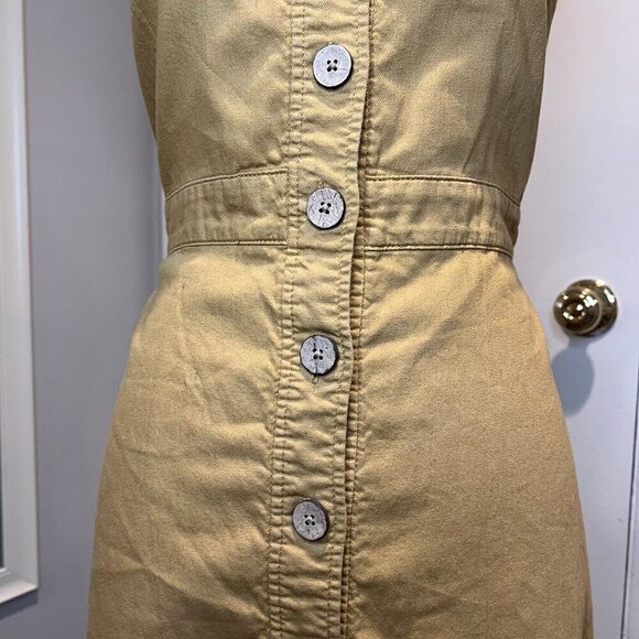 OAT New York Honey Mustard Bow Back Button Front Flounce Dress, Size Small - Picture 6 of 16